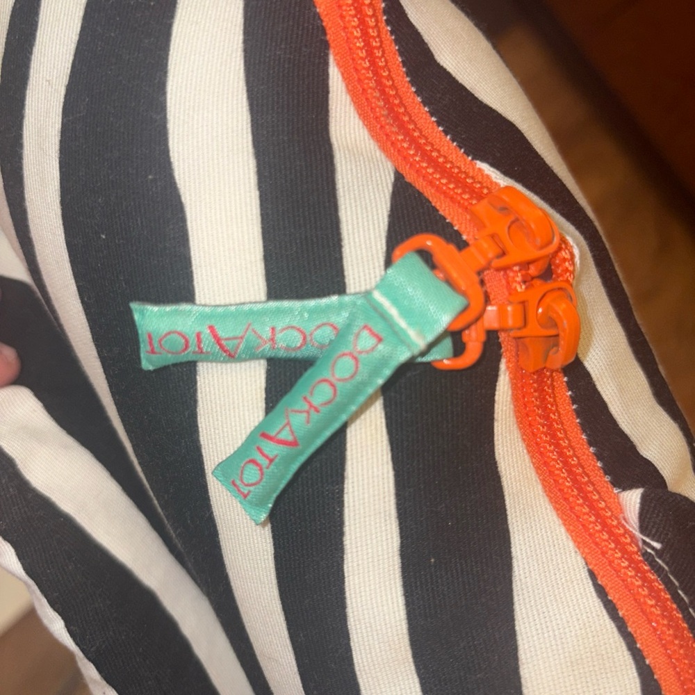 DockATot Zebra Striped Cover with Orange Zipper NWT in bag